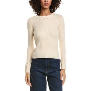Madison Miles Womens  Beaded Sweater, Tan